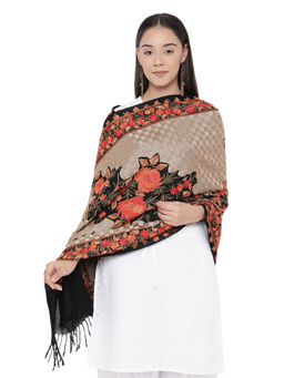 Pashmoda - Black Pure Wool Aari Embroidered Stole