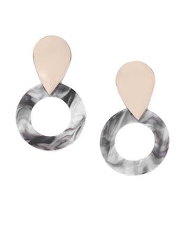 Fabula - Rose Gold & Grey Tone Acrylic Party Drop Earrings