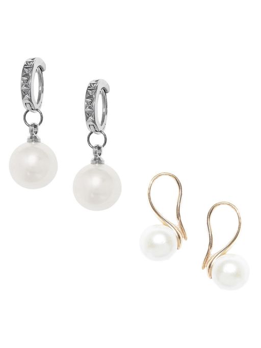 Fabula Multi-Color Small Pearl Drop Earrings (Set of 2)
