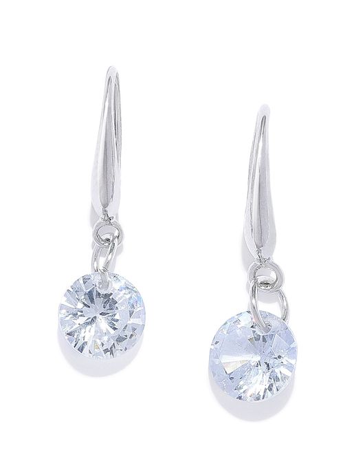 Fabula 925 Sterling Silver Plated Cubic Zirconia Delicate Drop Earrings