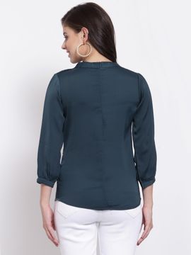 Juelle Women Teal Solid Round Neck 