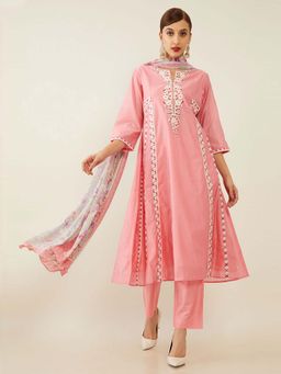 Soch - Peach Chanderi Silk Suit Set (Set of 3)