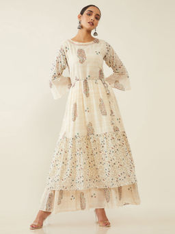 Soch - Cream Cotton Rotary Print Kurta