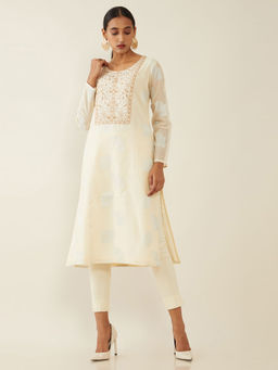 Soch - Cream Chanderi Silk Kurta