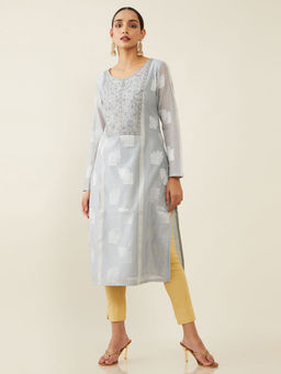 Soch - Grey Chanderi Silk Kurta