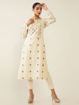 Soch - Cream Chanderi Silk Kurta