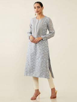 Soch - Powder Blue Chanderi Silk Kurta