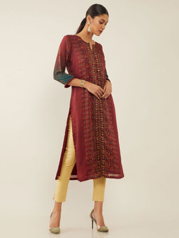 Soch - Red Georgette Digital Print Kurta