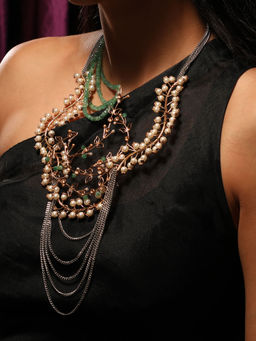 Suhani Pittie - Star Trail Pearl Fern Layered Necklace