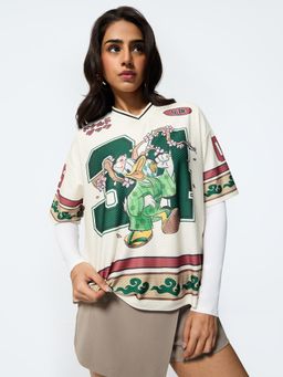 The Souled Store - Official Donald Duck Blossom Fest Women Oversized Jerseys T-Shirt