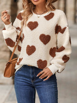 MISS MOSA BY AKANKSHA - Clara Heart Woolen Sweater Brown