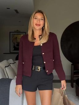 MISS MOSA BY AKANKSHA - Calisto Woolen Cardigan Maroon