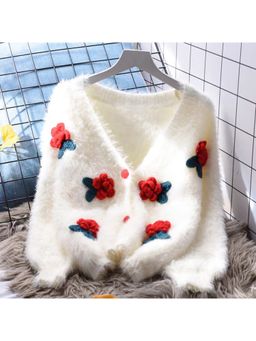 MISS MOSA BY AKANKSHA - Martina Luxe Rose White Cardigan