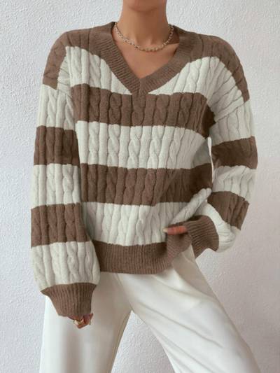 Vanna Luxe Cable Sweater Brown