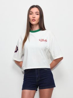 U.S. POLO ASSN. - Womens Solid Varsity Boxy Fit T-Shirt