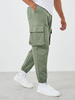 Styli - Green Men Oversized Cut and Sew Detail Cargo Jogger