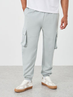 Styli - Grey Men Oversized Cut and Sew Detail Cargo Jogger