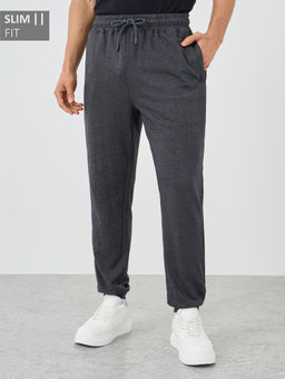Styli - Charcoal Men Slim Fit Rib Cuffed Core Joggers