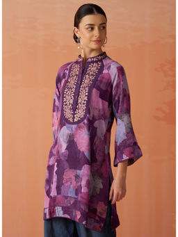 Lakshita - Purple Crepe Printed Long Tunic for Women Casual Tunic