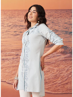 Lakshita - Blue Rayon Embroidered Tunic for Women Casual Tunic