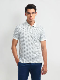 Arrow - Regular Floral Print Polo T-Shirt - White