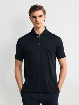 Arrow - Solid Cotton Polo T-Shirt - Blue