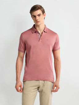 Arrow - Solid Cotton Polo T-Shirt - Pink