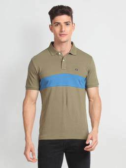Arrow Sports - Panelled Colour Block Polo T-Shirt - Green