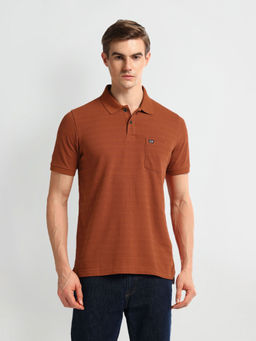Arrow Sports - Horizontal Stripe Cotton Polo T-Shirt - Orange