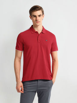 Arrow Sports - Solid Cotton Polo T-Shirt - Red