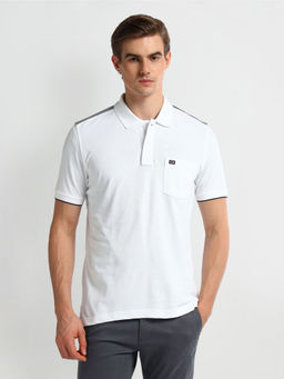 Arrow Sports - Solid Cotton Polo T-Shirt - White