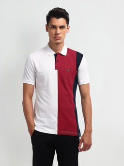 Arrow Sports - Short Sleeve Color Block Polo T-Shirt - Maroon