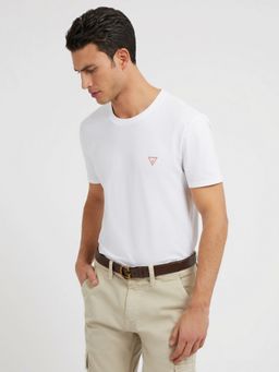 Guess - Men Solid Round Neck Short Sleeves T-Shirt - White