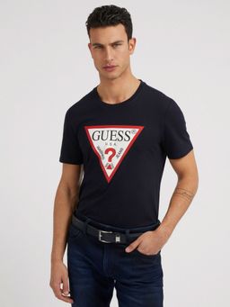 Guess - Men Printed Round Neck Short Sleeves T-Shirt - Navy Blue