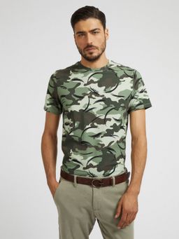 Guess - Men Printed Round Neck Short Sleeves T-Shirt - Green