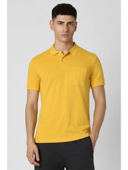 Van Heusen - Men Solid Polo Neck T-Shirt - Yellow