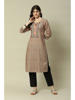 Rangriti - Grey Viscose Straight Printed Kurta