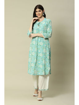 Rangriti - Mint Green Viscose Straight Printed Kurta