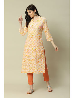 Rangriti - Yellow Viscose Straight Printed Kurta