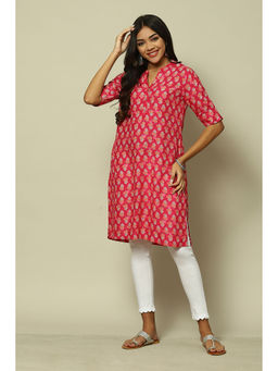 Rangriti - Pink Viscose Straight Printed Kurta