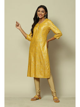 Rangriti - Yellow Viscose Straight Printed Kurta