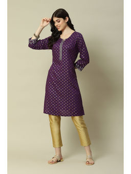 Rangriti - Purple Viscose Straight Printed Kurta