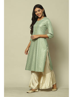 Rangriti - Sage Green Rayon Straight Printed Kurta