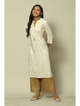 Rangriti - Cream Viscose Straight Printed Kurta