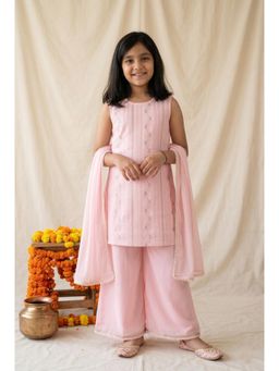 Tales & Stories - Girls Pink Kurta and Palazzo with Dupatta