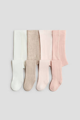 H&M - Kids Beige 4-Pack Fine-Knit Tights