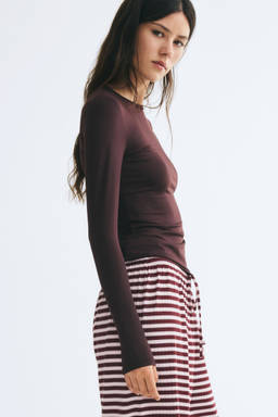 H&M - Women Red Long-Sleeved Microfibre Top