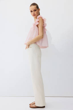 H&M - Women Cream Straight High Jeans
