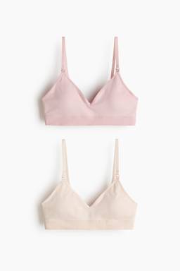 H&M - Women Beige Mama 2-Pack Seamless Padded Nursing Bras