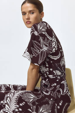H&M - Women Brown Tie-Belt Shirt Dress